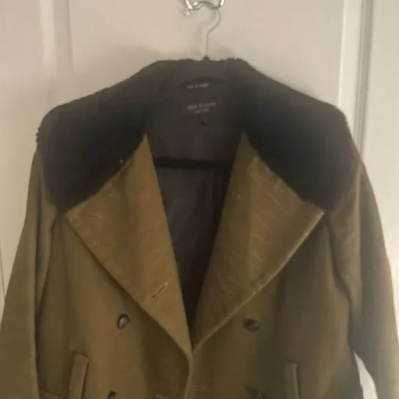 Rag & Bone Shearling Trimmed Twill Coat Size XXS